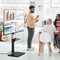 Black MDF Metal Adjustable Floor TV Stand with Power Ports and AV Shelf